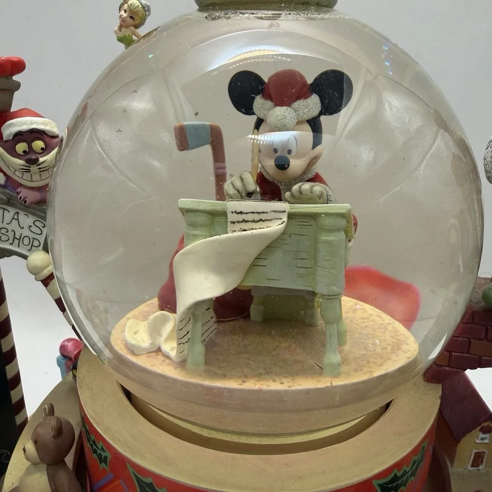 Disney Christmas Santa's Workshop Snow Globe Mickey Snow White Tinkerbell Goofy - Picture 2 of 16